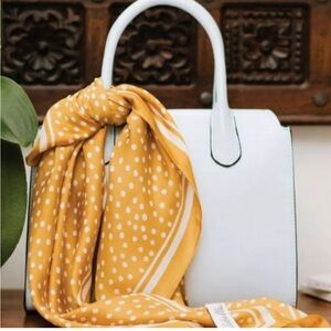 Cleobella Angela O’Brian scarf. 33x33” marigold polka dot Anthropologie